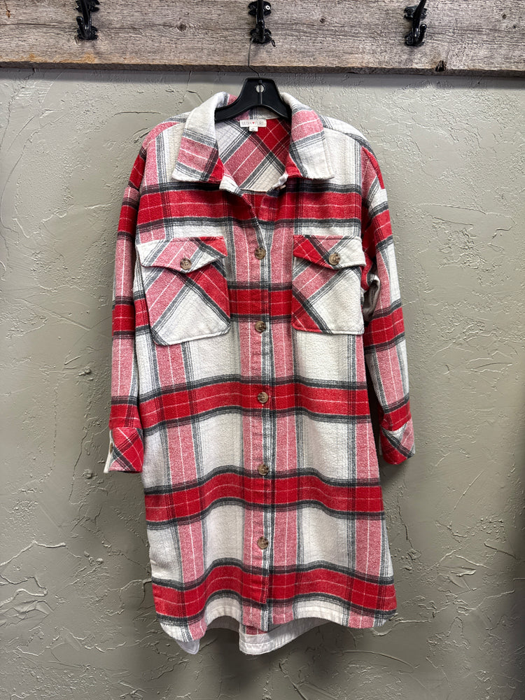 ULTRA FLIRT LONG FLANNEL SHACKET