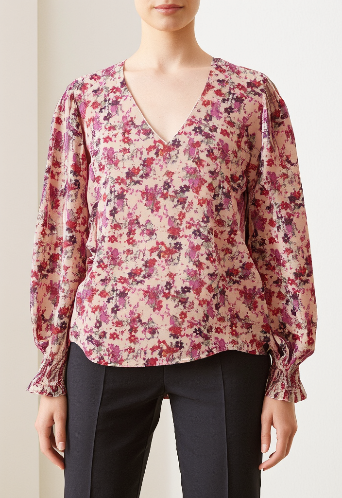 ENRTO FLORAL V-NECK BLOUSE