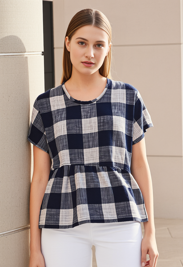CHECK BABYDOLL TOP