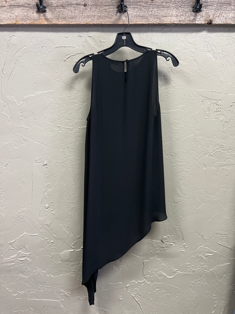 BCBG ASYMETRICAL SEMI-SHEER TOP