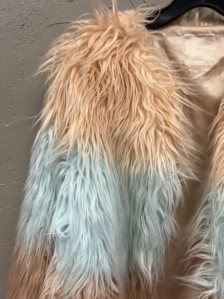 STRIPED FUZZY COAT