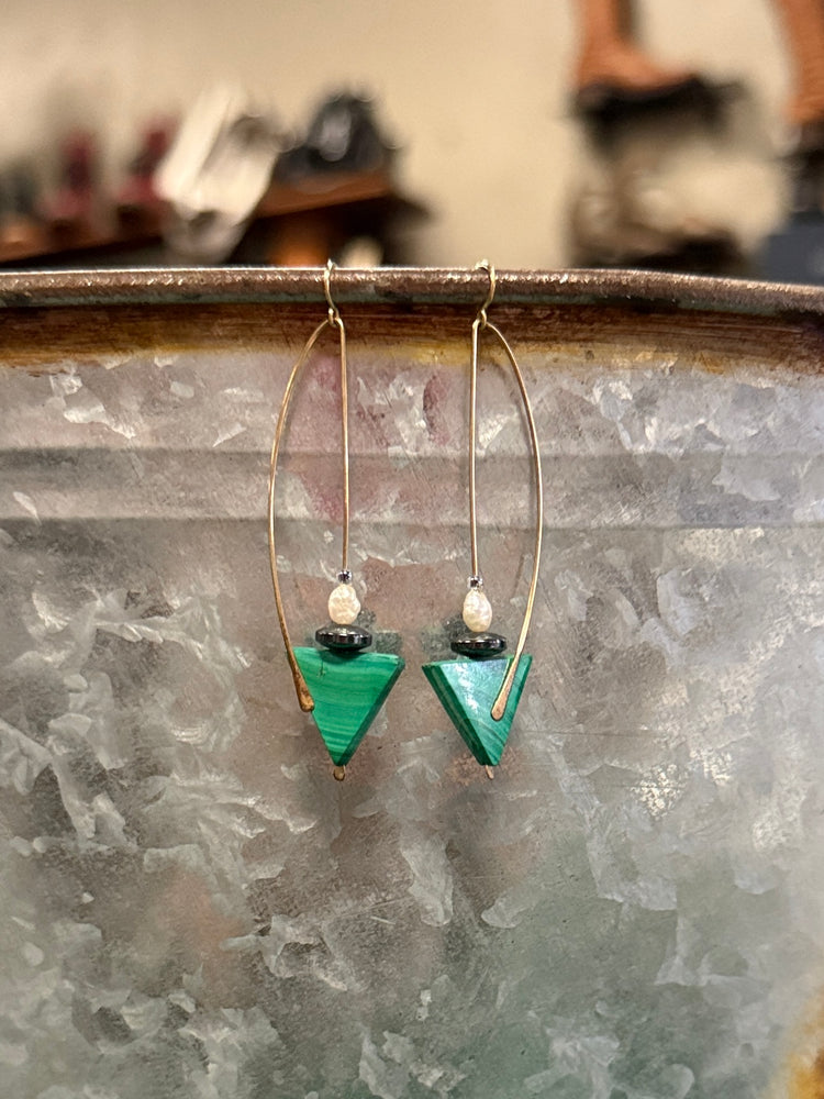MALACHITE & GOLD EARRINGS