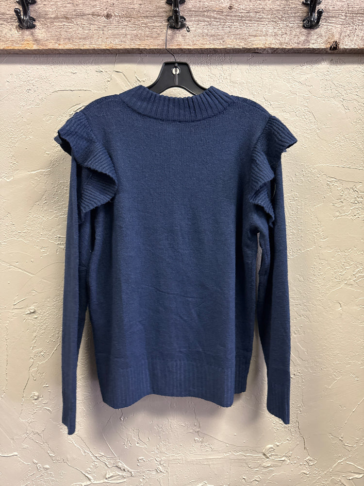 NWOT RUFFLE SLEEVE 1/2 ZIP SWEATER