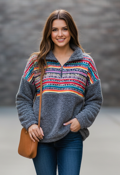 SUNSHINE & RODEOS AZTEC FLEECE PULLOVER