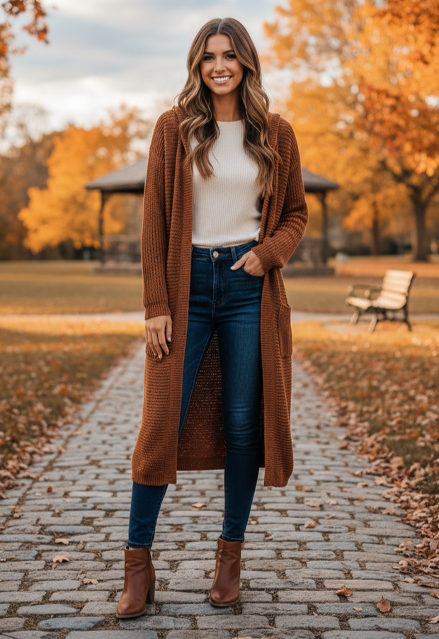 PINK ROSE HOODED CARDIGAN