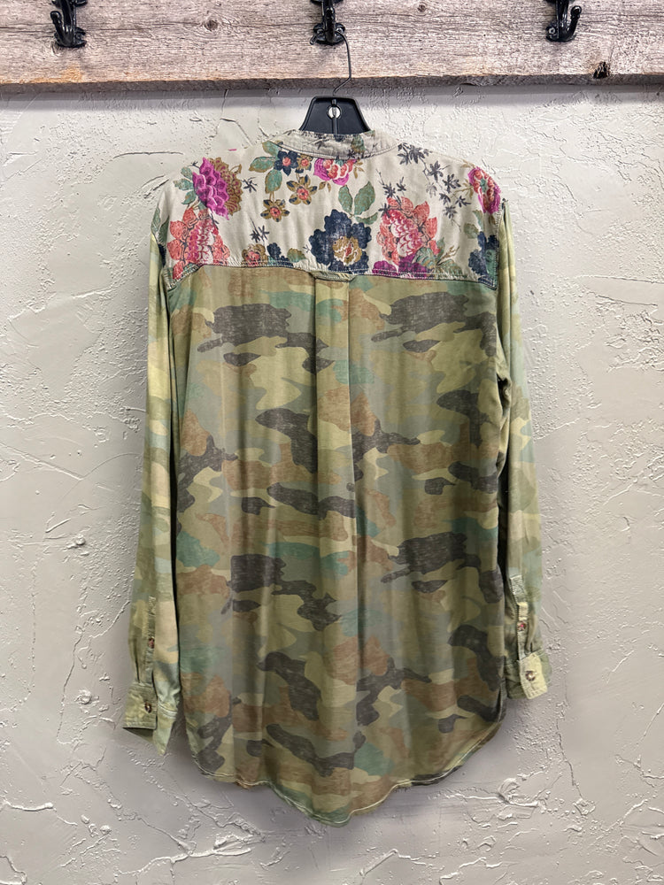 PILCRO MIXED PRINT TOP (org$98)