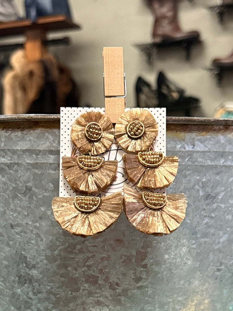 NWOT TIERED STRAW EARRINGS