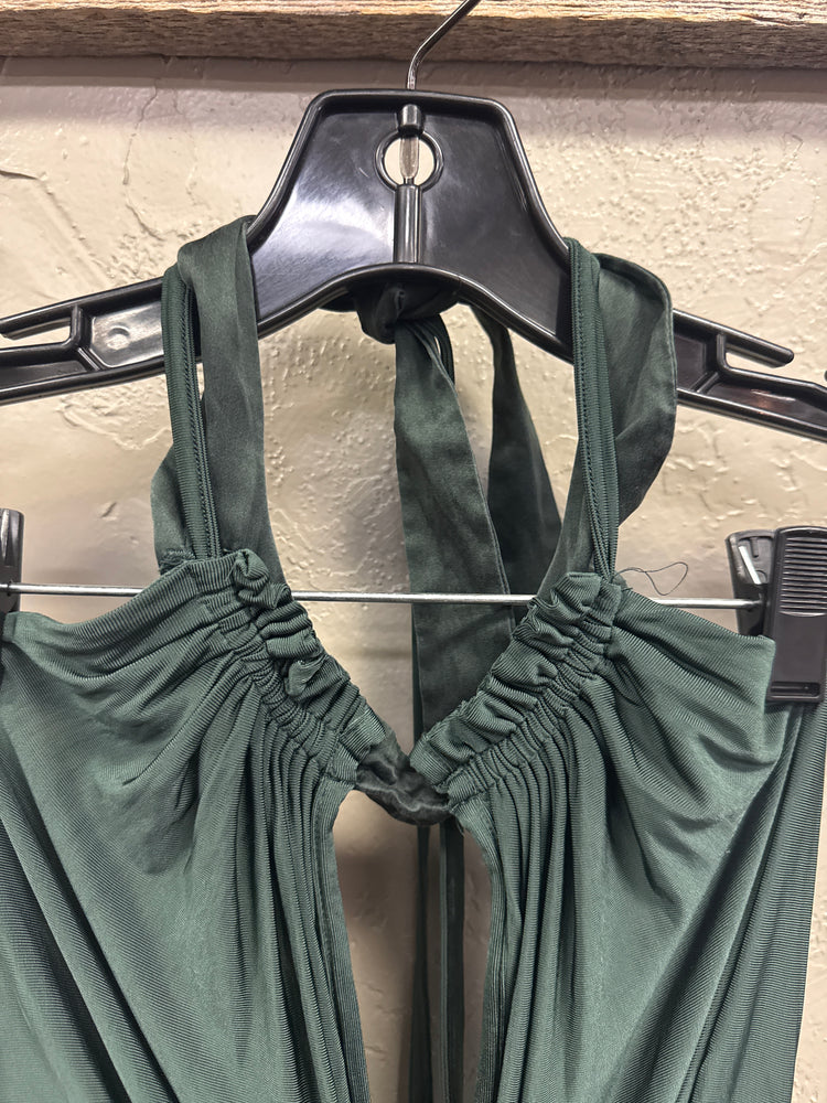 JUST CAVALLI RUCHED HALTER MIDI DRESS (org$344)