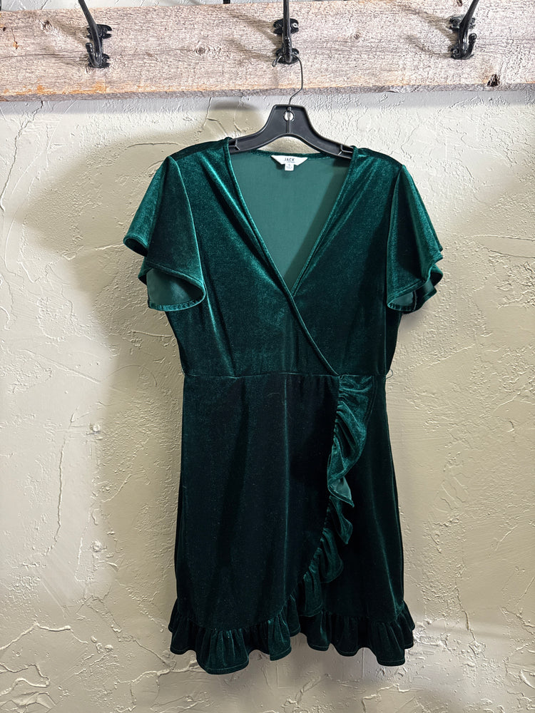 JACK VELVET FAUX WRAP DRESS (org$88)