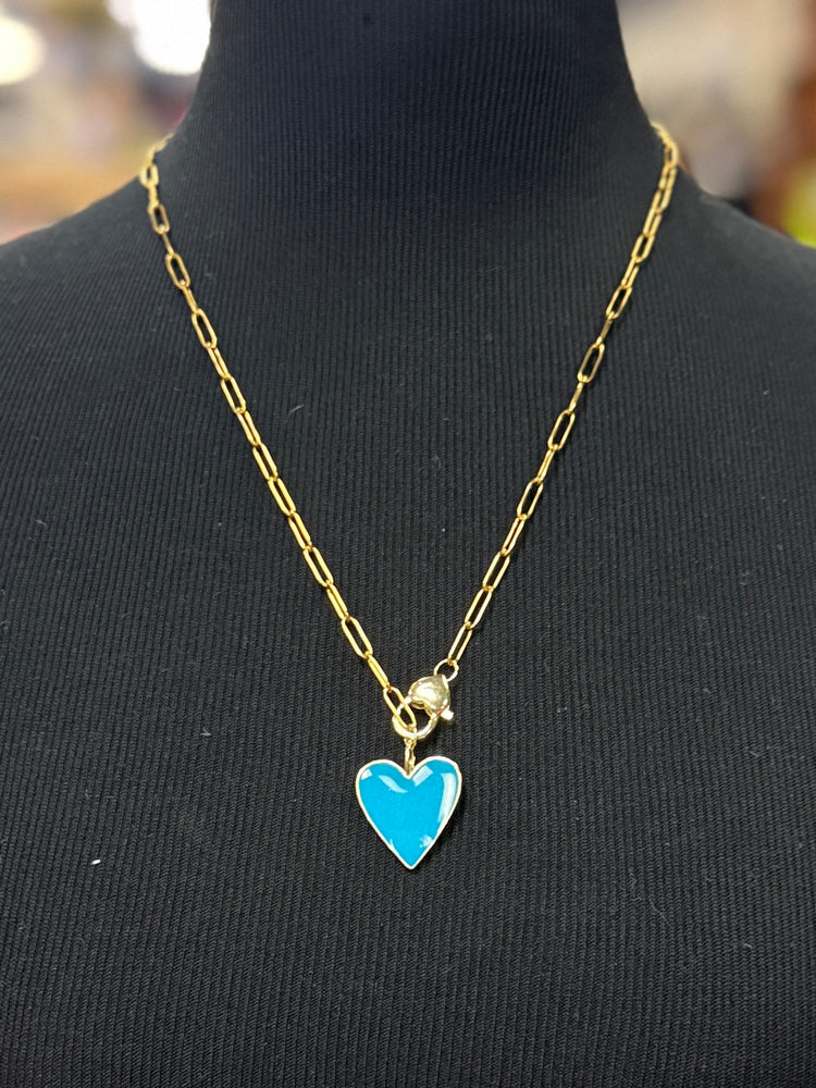 GOLD TONE EMAMEL HEART NECKLACE