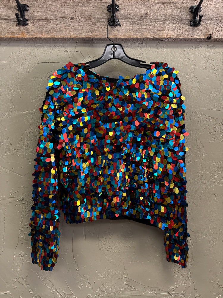 RARE VTG CONFETTI SEQUIN SWEATER