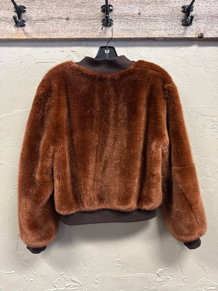 ELIZABETH + JAMES FAUX FUR BOMBER (org$575)
