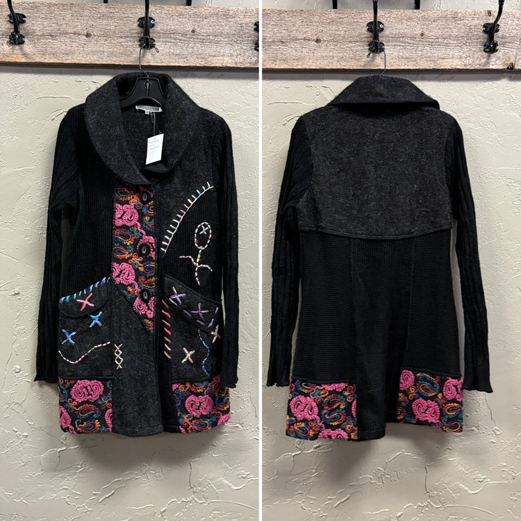 NWT LIQUID MIXED MEDIA SWEATER JACKET (org$128)