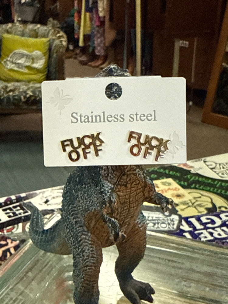 NWT FUCK OFF EAR STUDS