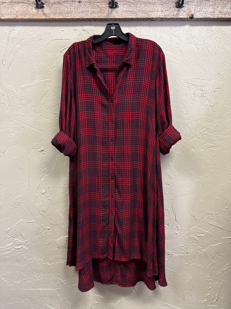 PLAID SHIRT DRESS
