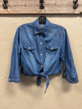 PEARL SNAP FRONT TIE SHIRT