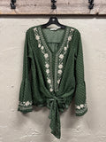 BLU PEPPER TIE FRONT BLOUSE