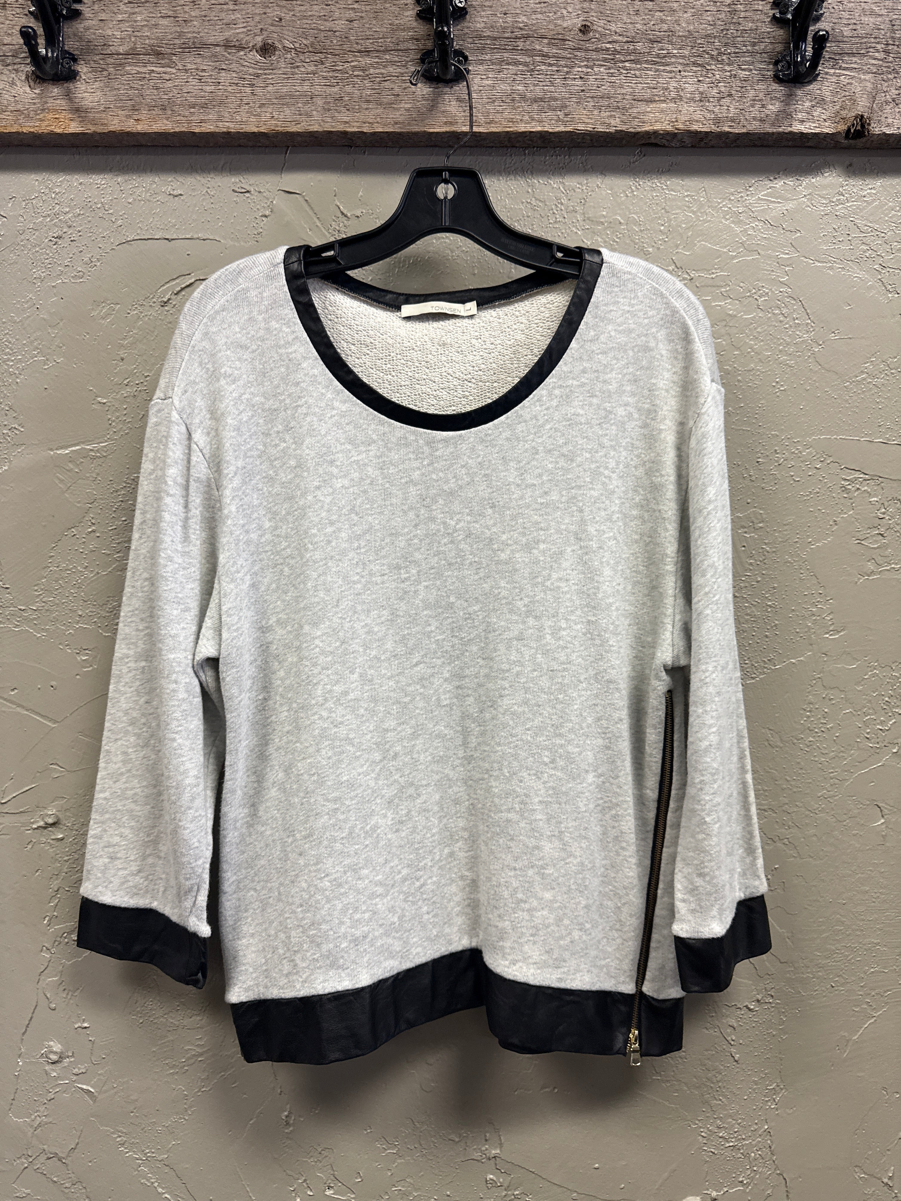 TOWNSEN LEATHER TRIM COTTON SWEATER (org$129)
