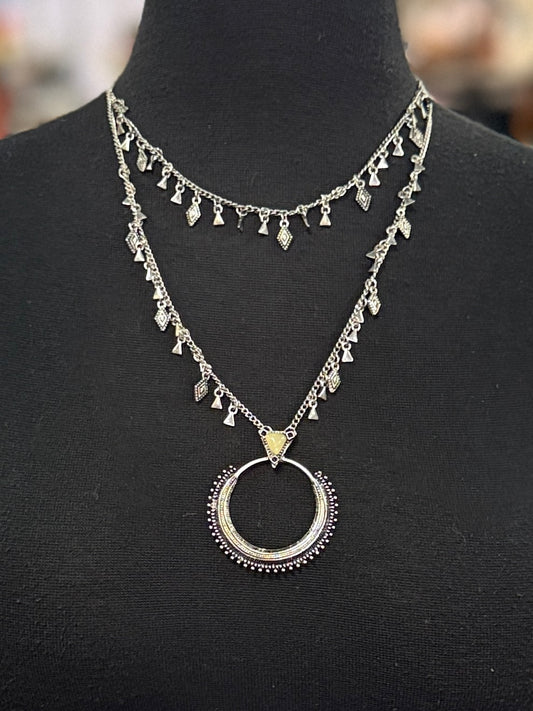 NWOT SILVER TONED 2-STRAND NECKLACE