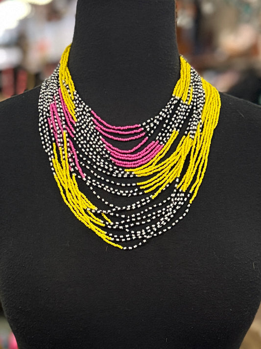 MULTI STRAND BEADED NECKLACE