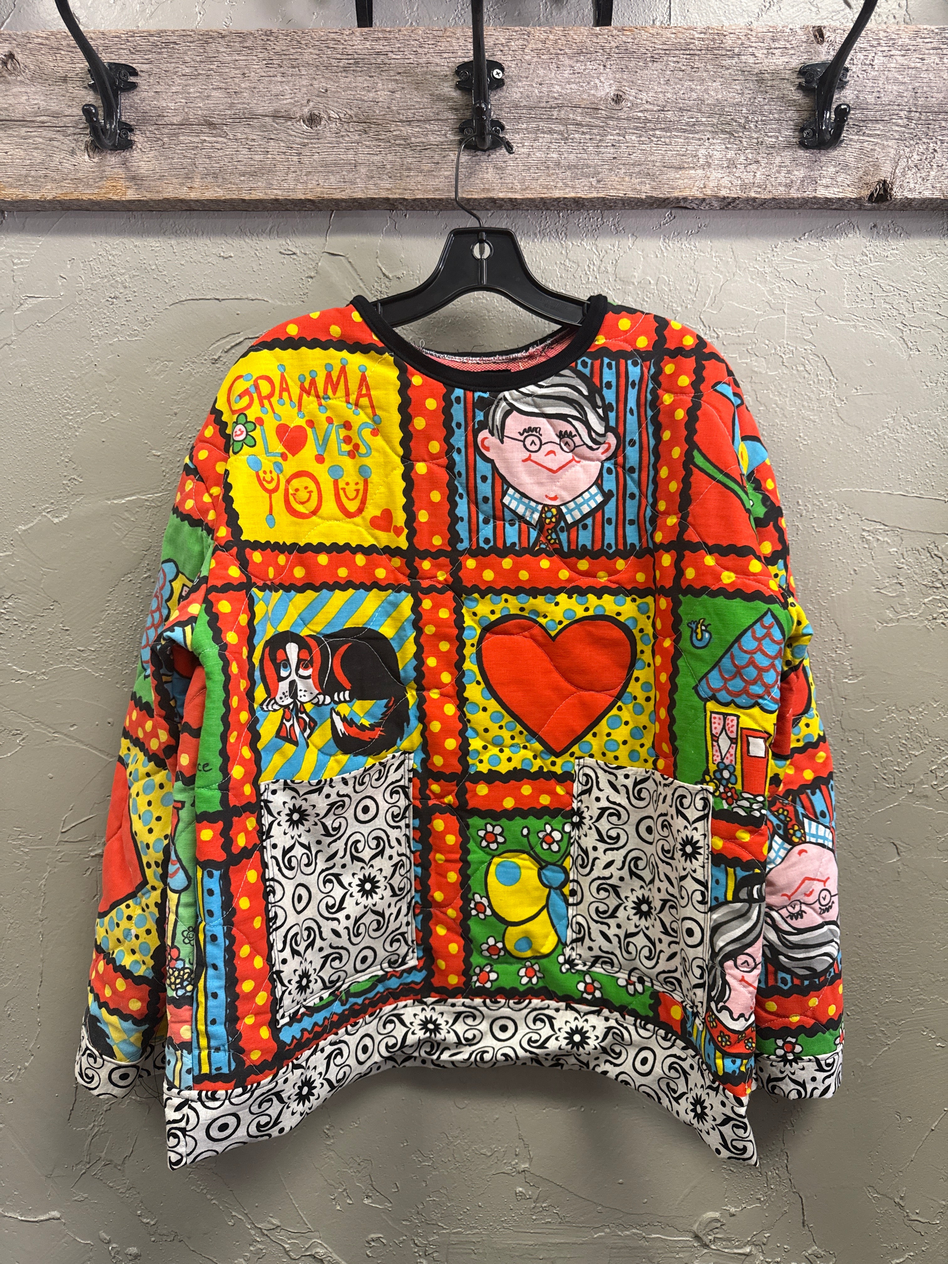 REBETTY VTG FABRIC QUILTED PULLOVERS