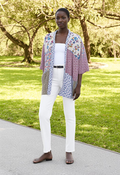 FASHION FUSE PATTERN BLOCK KIMONO