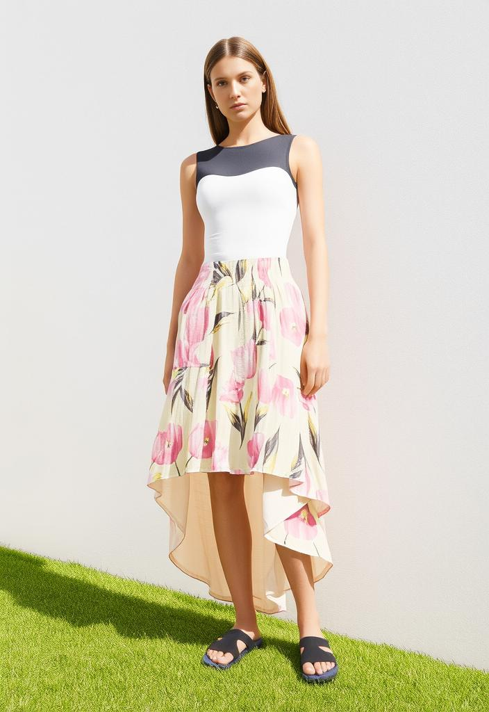 NWT Akria Hi-Lo Floral Skirt (org$60)