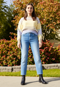 WOVEN HEART PASTEL STRIPED SWEATER
