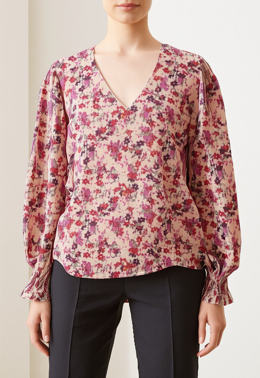 ENRTO FLORAL V-NECK BLOUSE