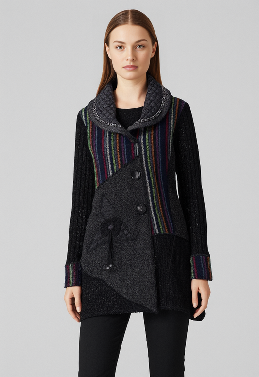 NWT LIQUID MIXED MEDIA SWEATER JACKET (org$128)