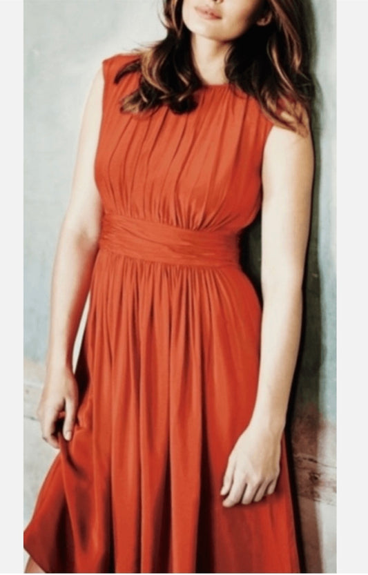 BODEN PLEATED SLEEVELESS DRESS (org$198)