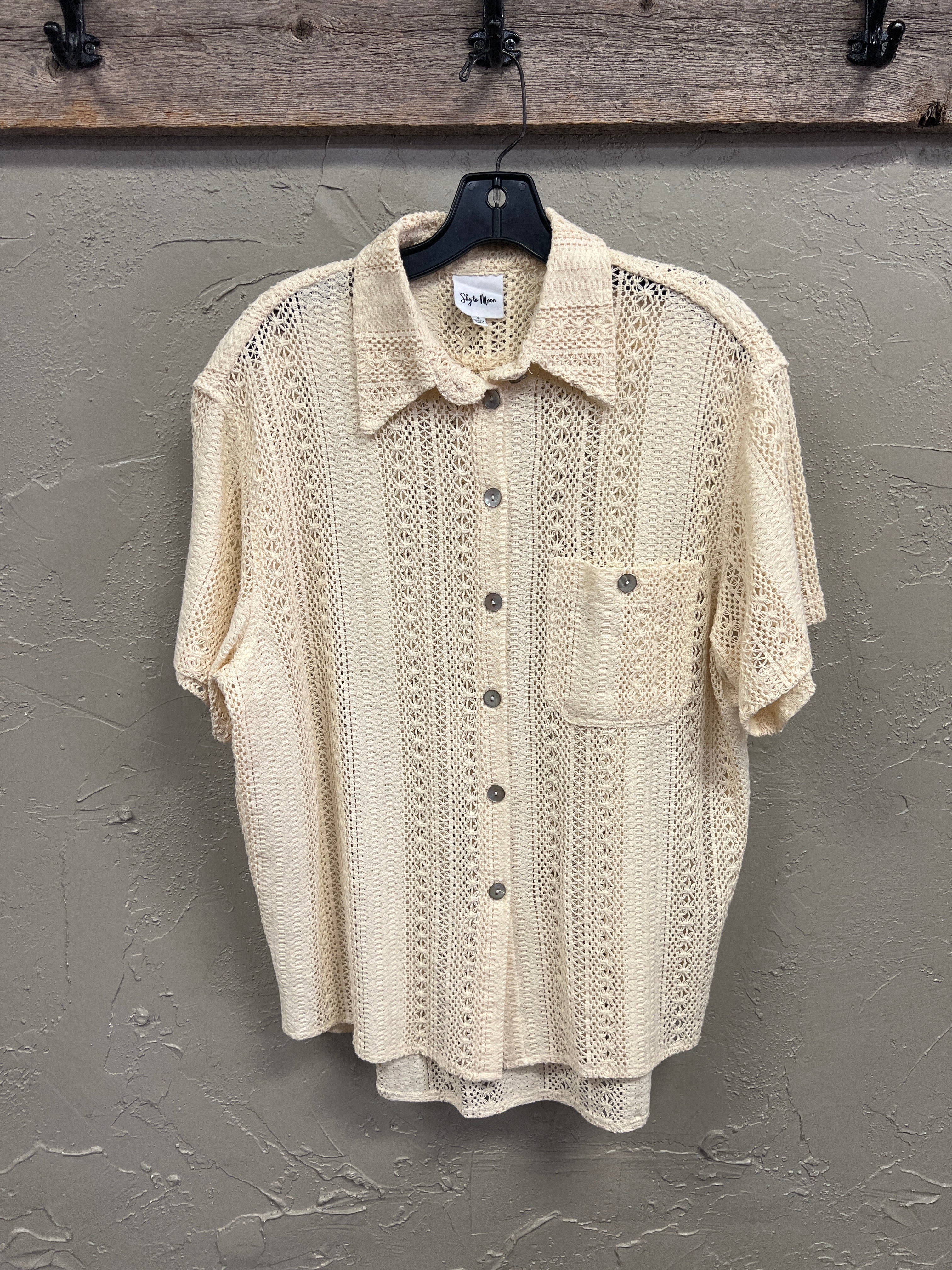SKY TO MOON CROCHETED COTTON SHIRT