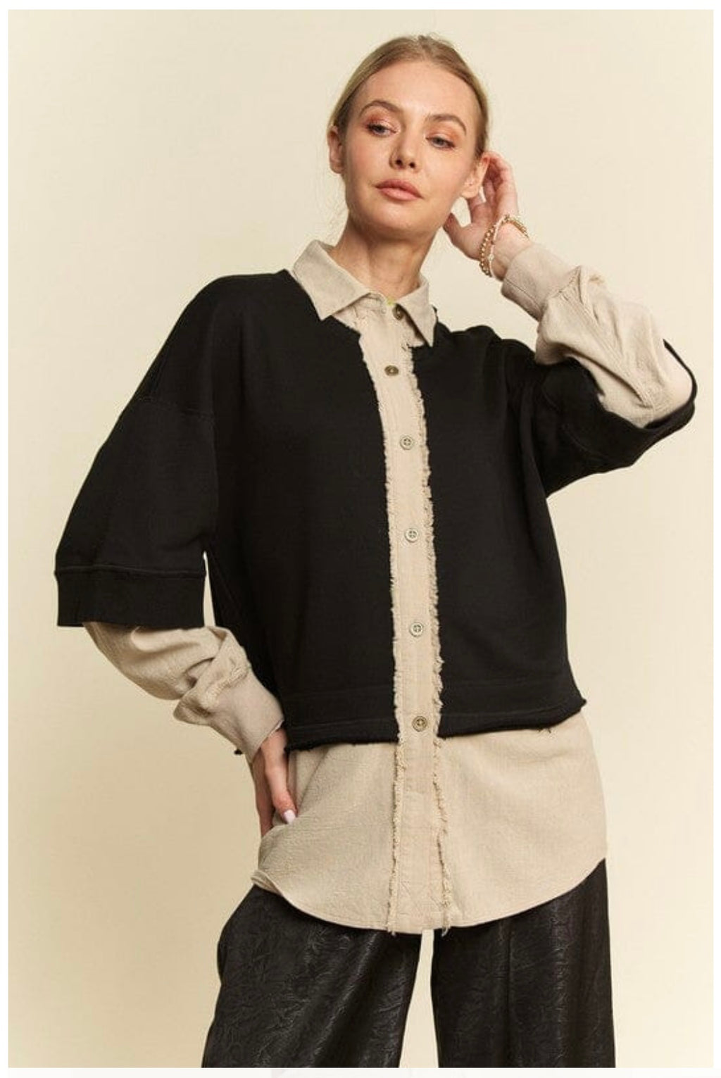 NWT DAVI & DANI FAUX LAYERED PULLOVER (org$69)