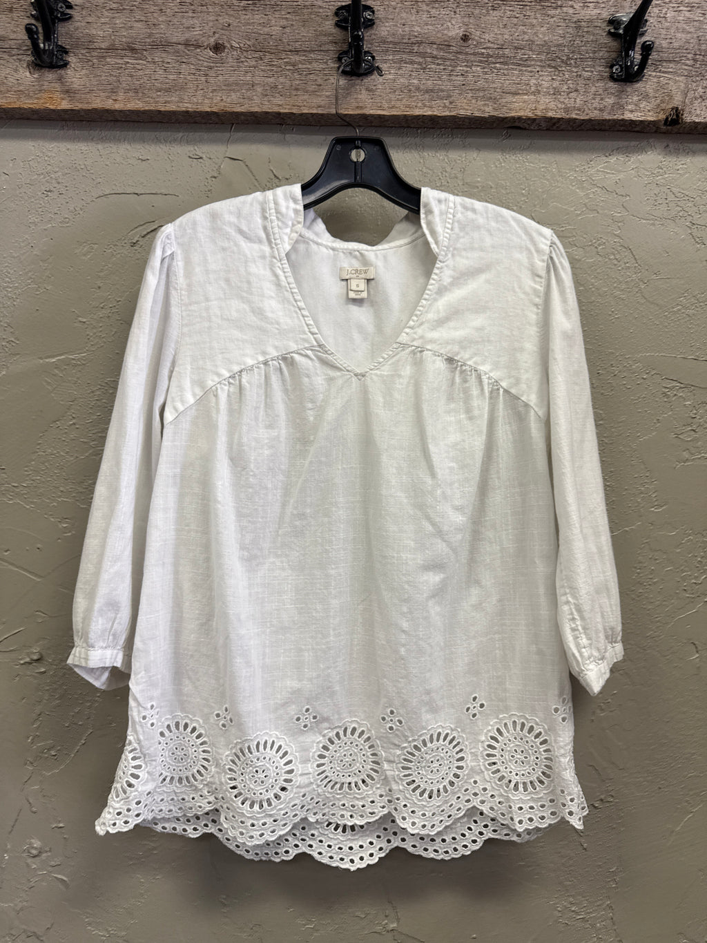 J Crew Eyelet Hem Blouse
