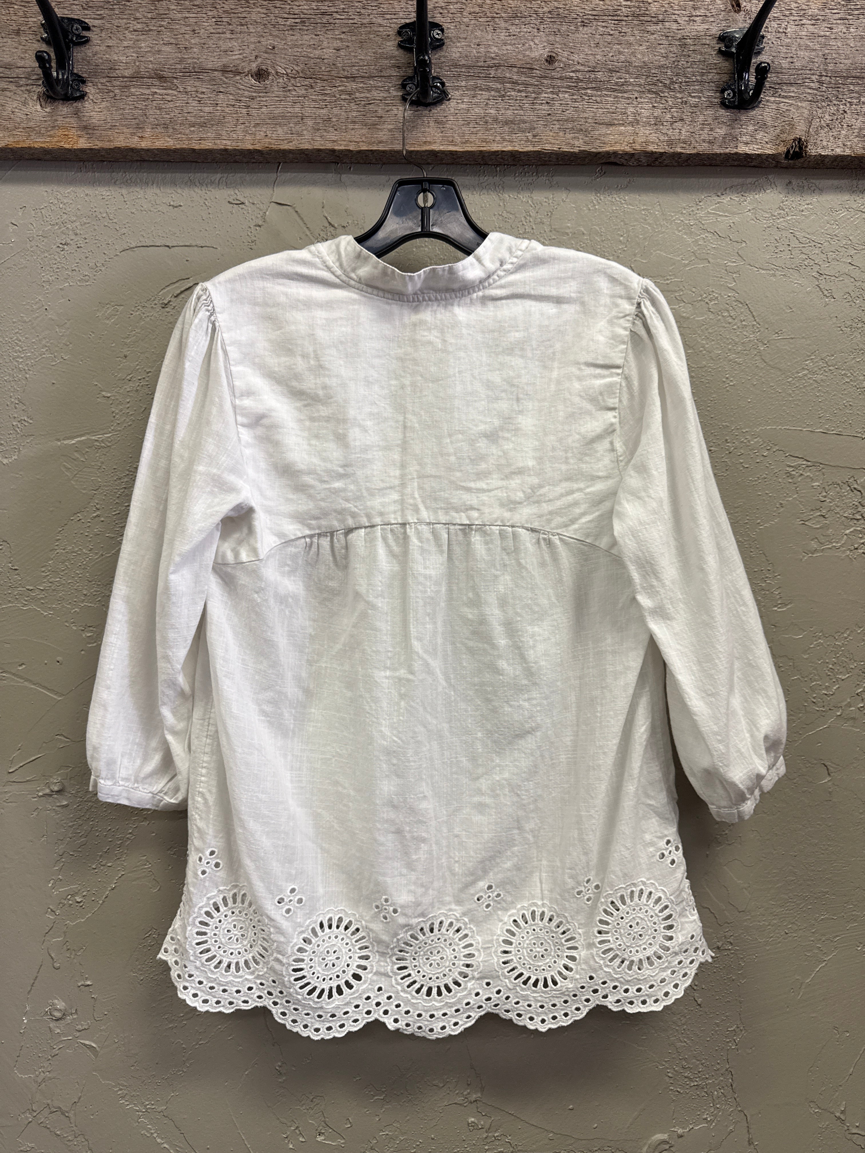 J Crew Eyelet Hem Blouse