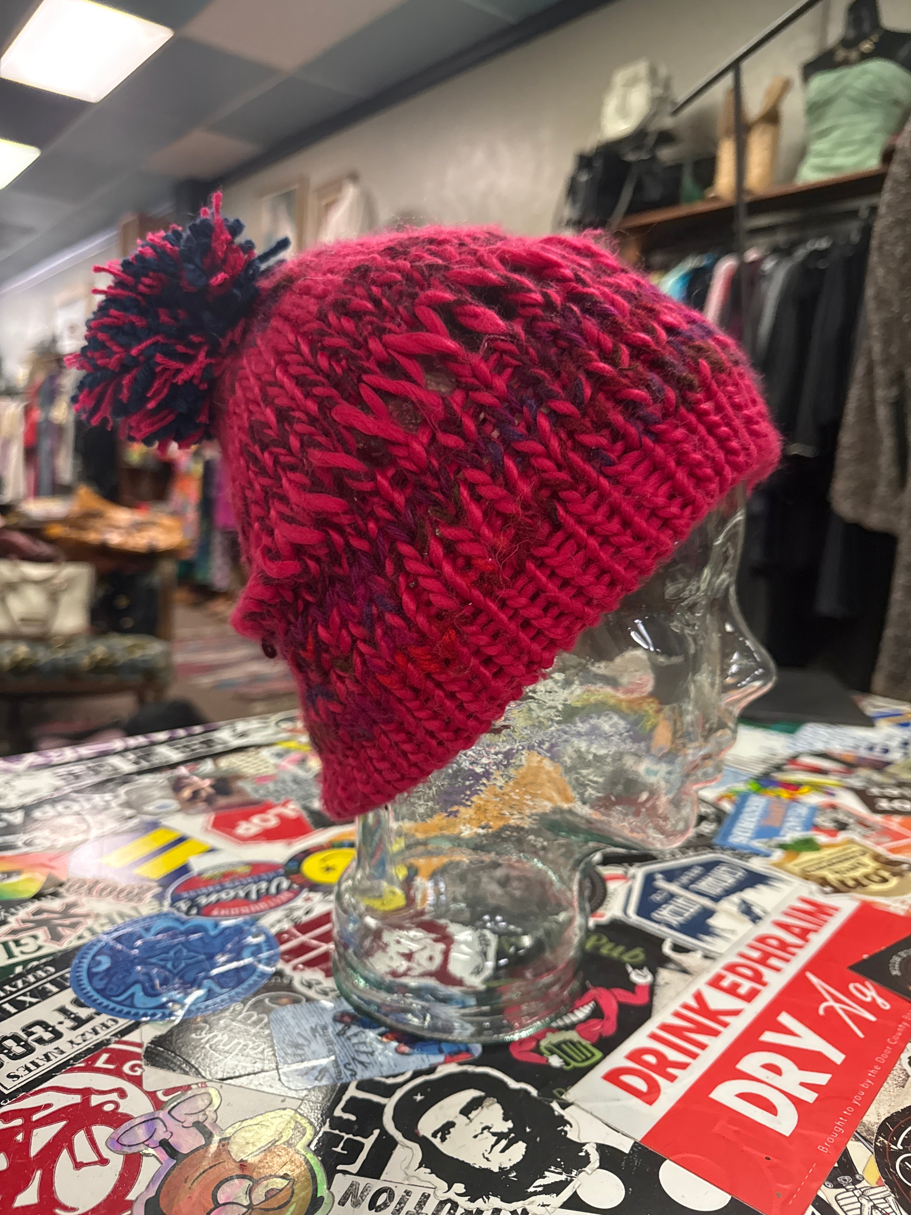 HAND KNIT POMPOM HATS