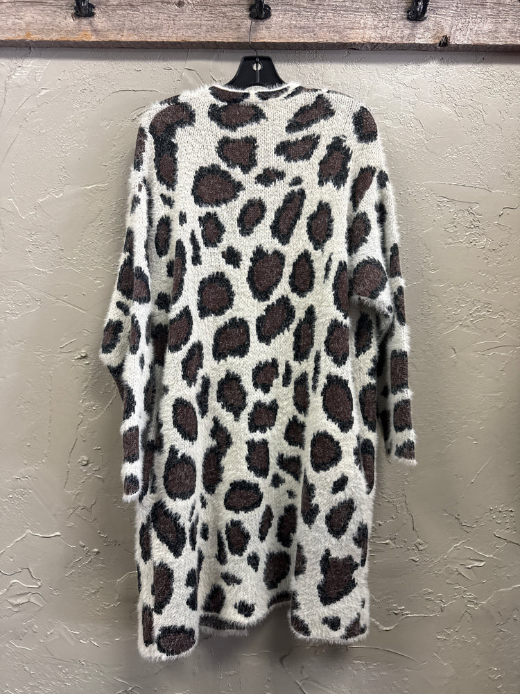 UMGEE ANIMAL PRINT FUZZY CARDI