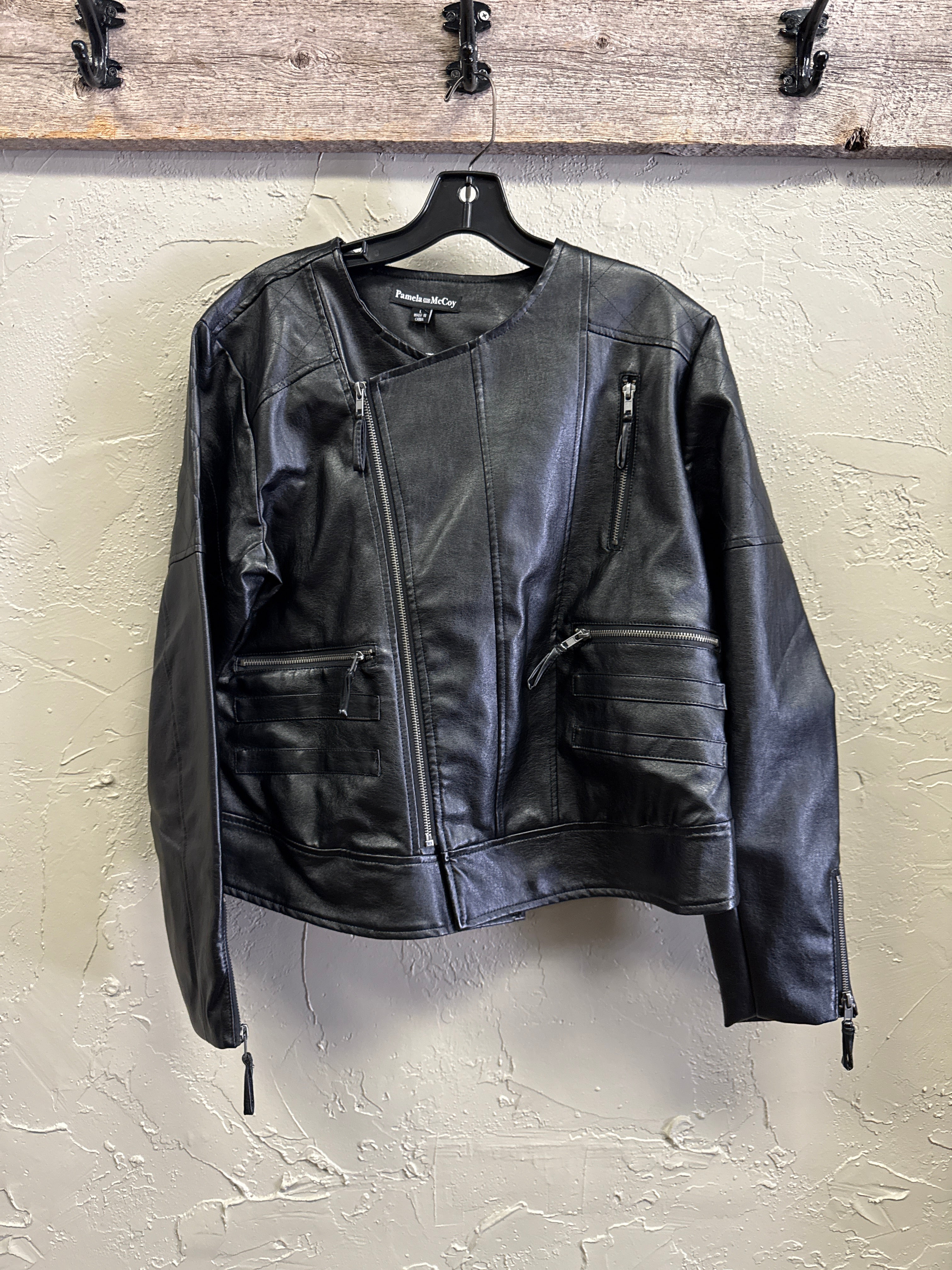 NWOT PAMELA McCOY VEGAN LEATHER MOTO