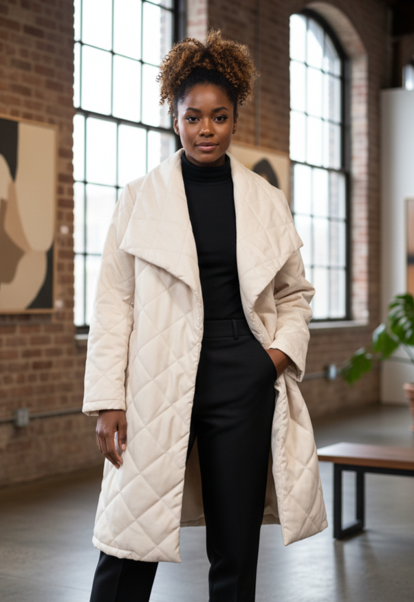 QUILTED WRAP COAT