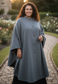 Button-Front Poncho Coat
