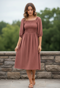 POLAGRAM SMOCKED MIDI DRESS