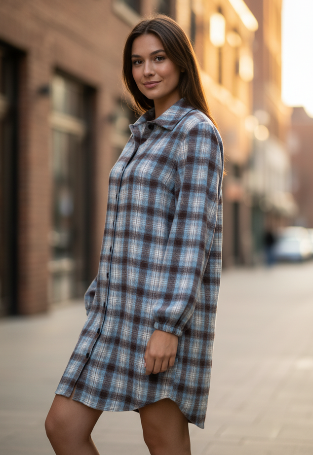 FLANNEL TIE-BACK DRESS