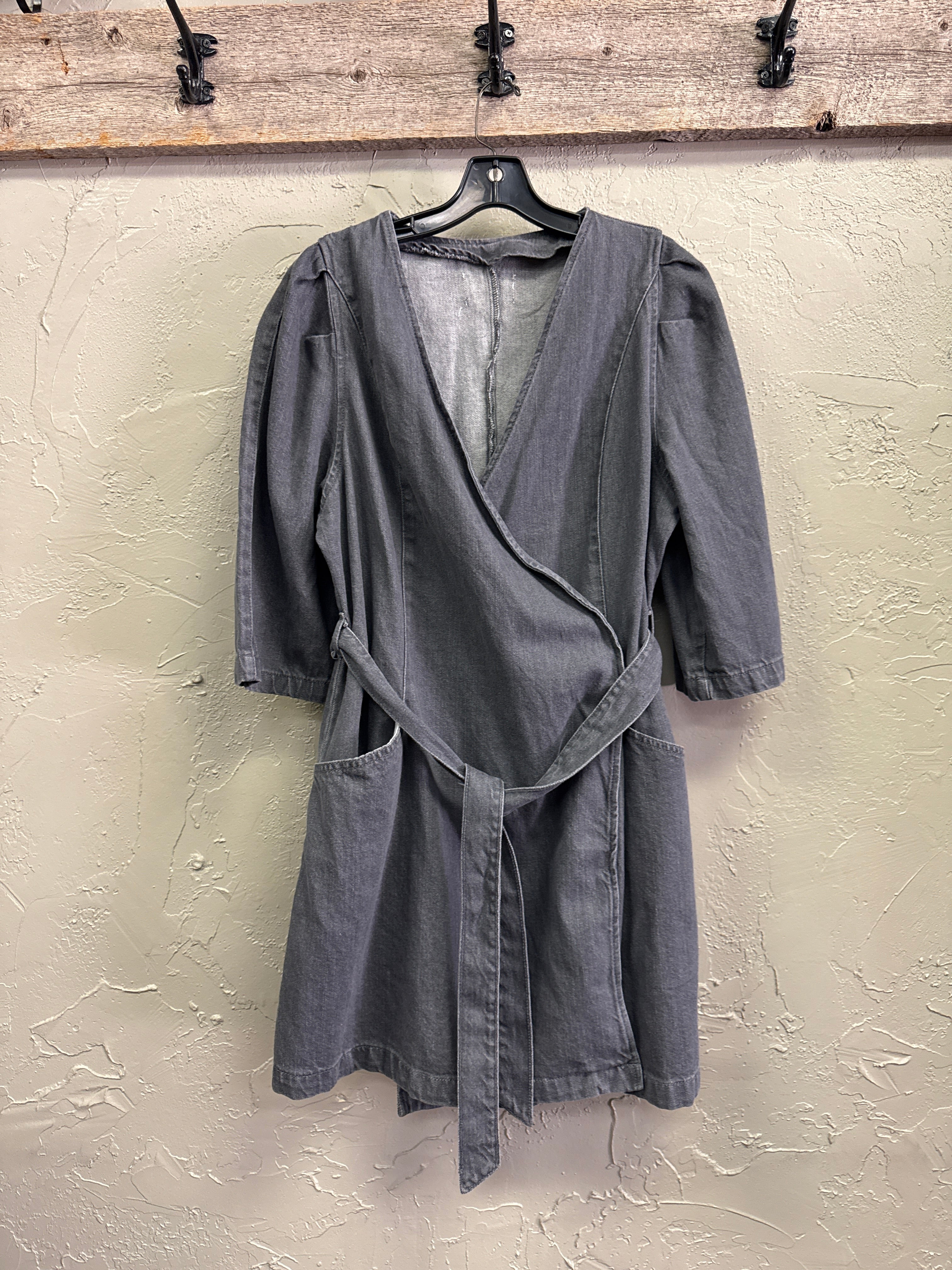 NWOT GRAY DENIM WRAP DRESS