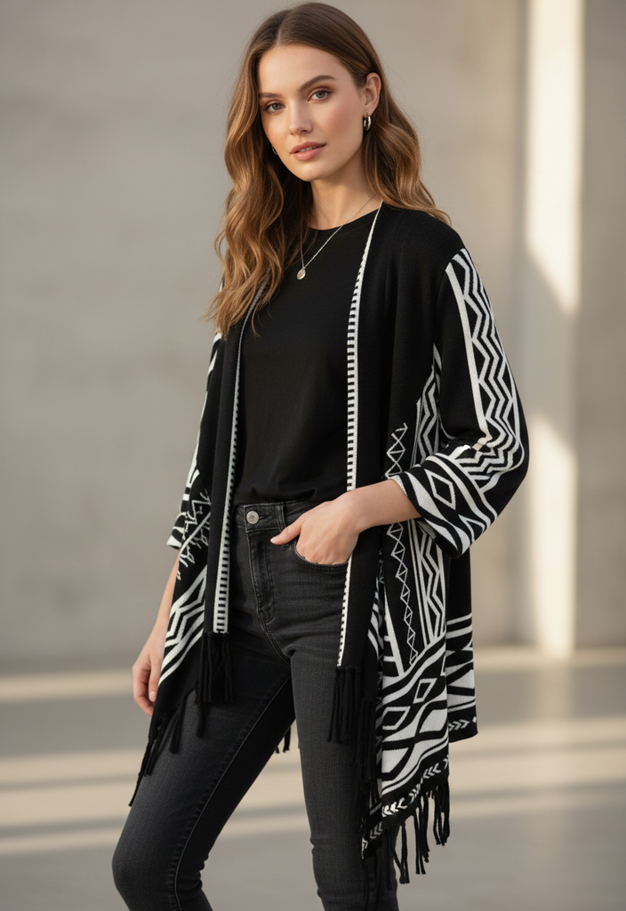 NWT Chicos Fringe Open-Front Cardigan (org$149)