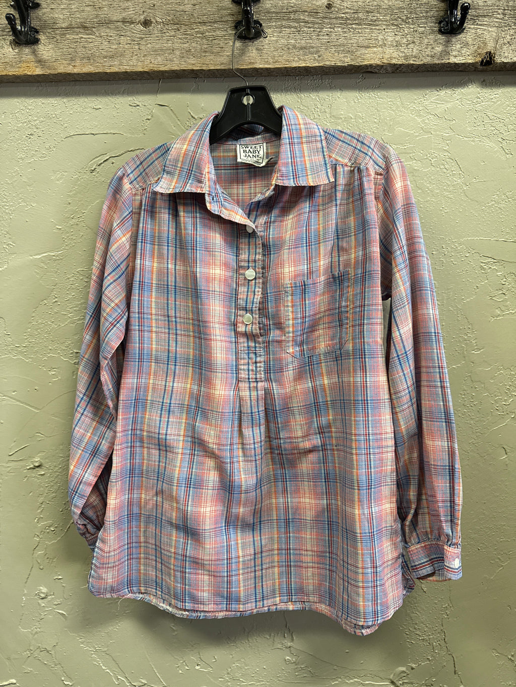 VTG JANE TISE PLAID BLOUSE