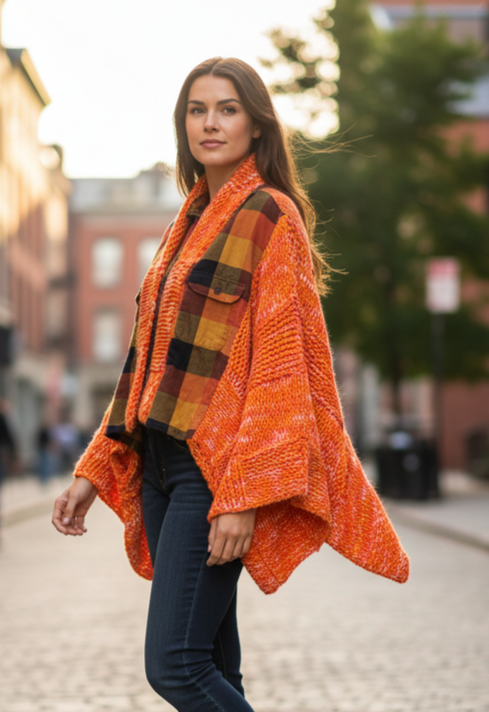 REBETTY FLANNEL & KNIT KIMONO
