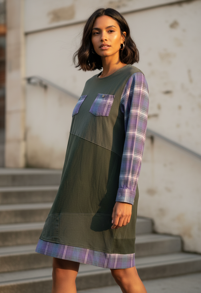 REBETTY FLANNEL SLEEVE DRESSES