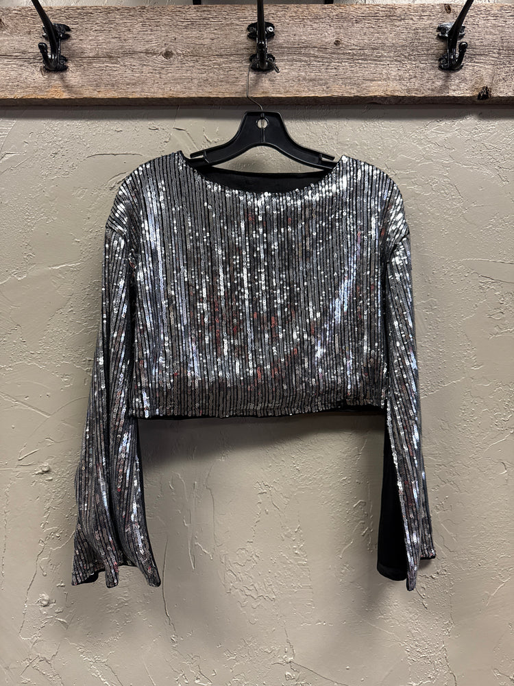 SEQUIN CROP SHIRT