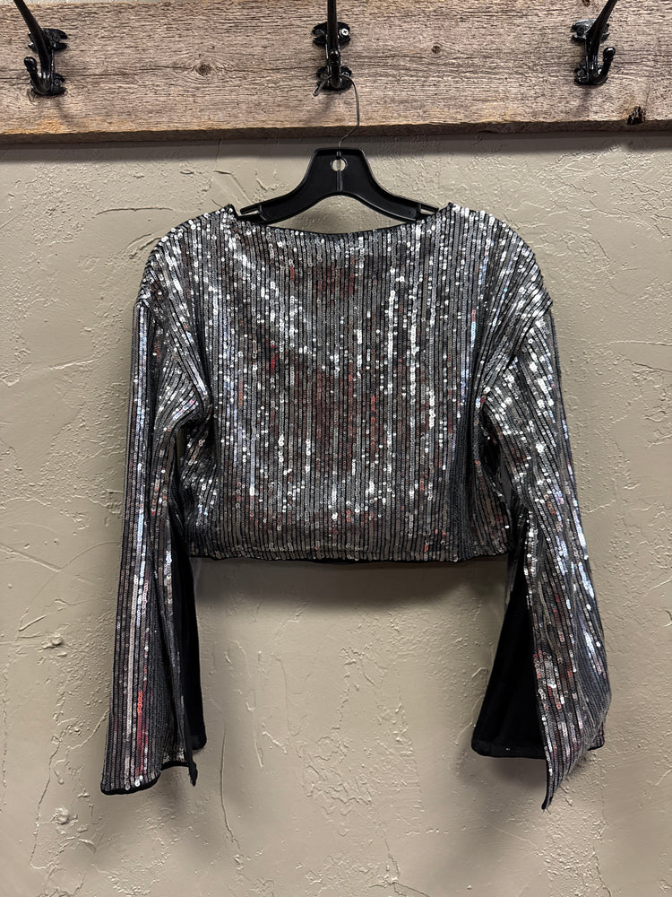 SEQUIN CROP SHIRT