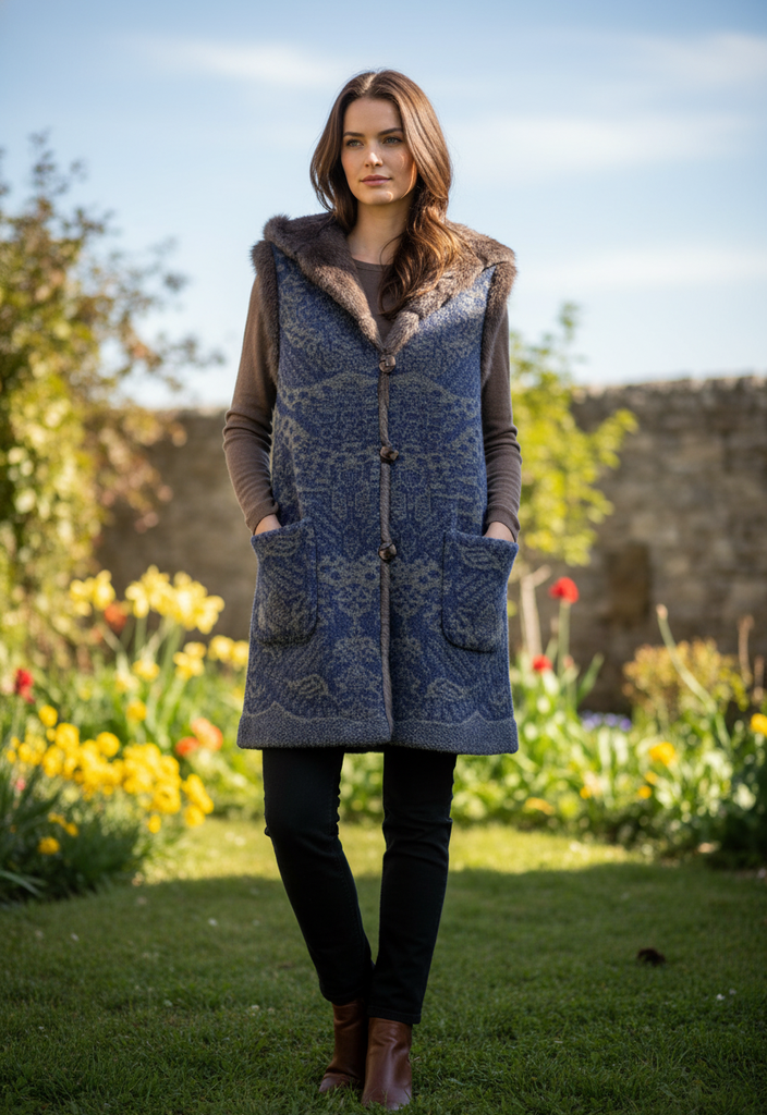 CARTE KNIT FUR HOODED VEST